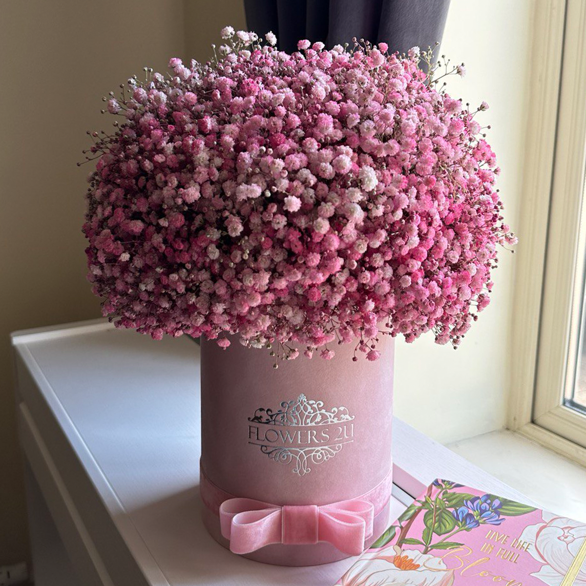 Baby's Breath Bouquet in a Hatbox