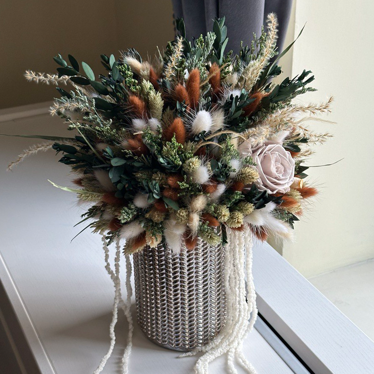 Autumn Colours Dry Flower Bouquet with a Touch of Frost