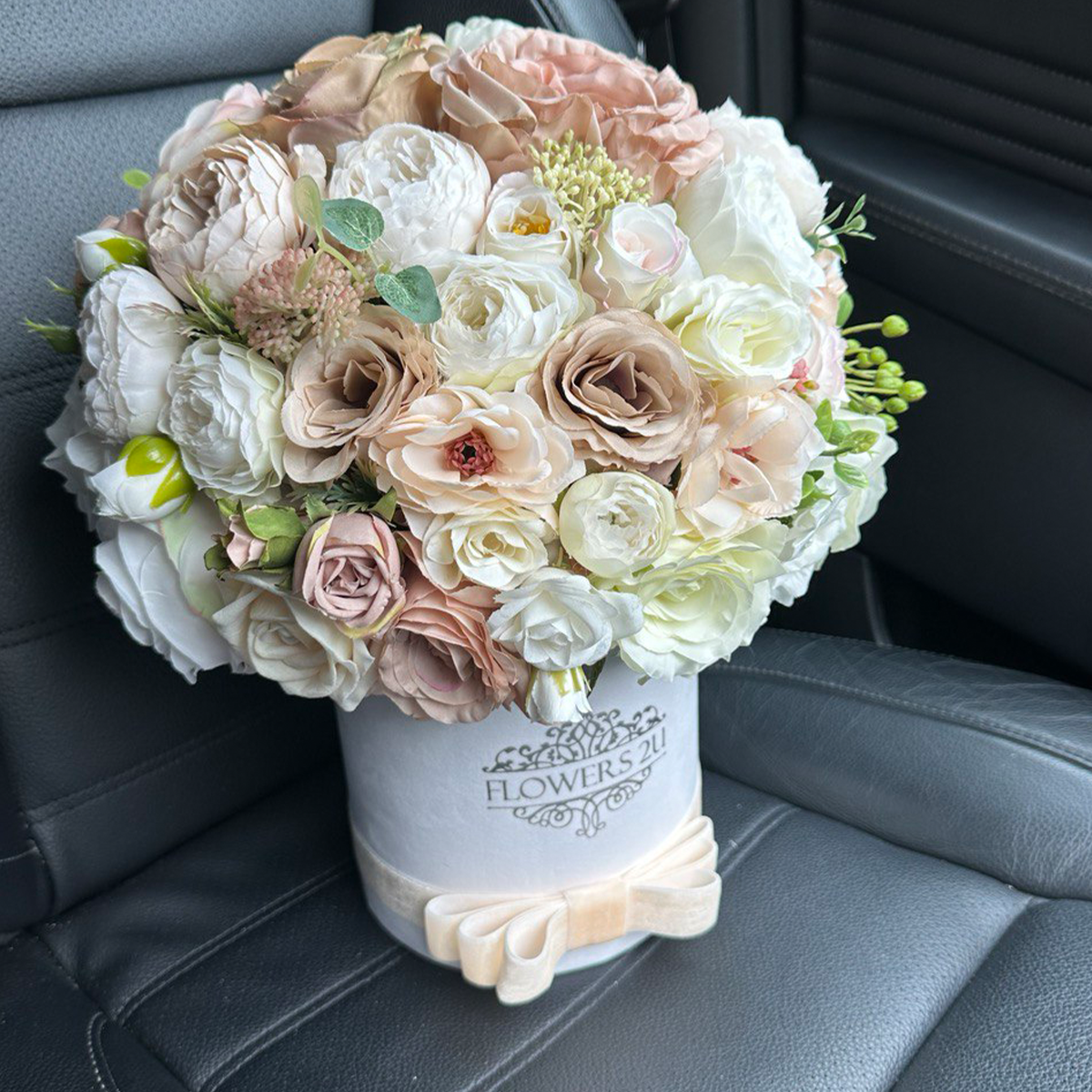 Large Artificial Pastel Bouquet in a Hatbox