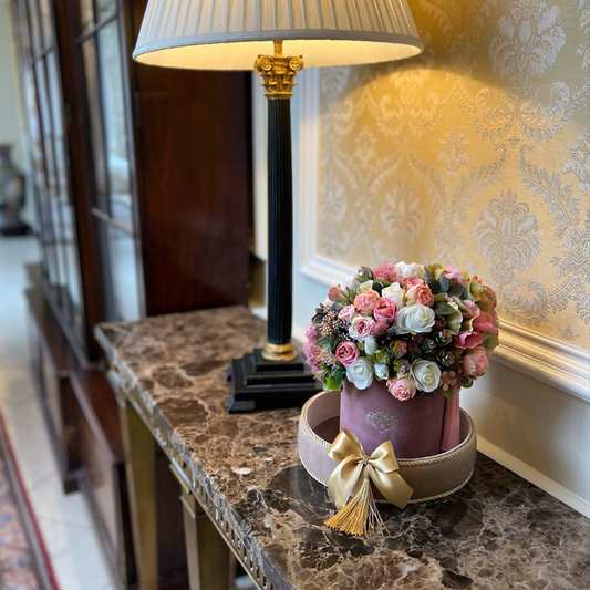 Articicial Flowers Bouquet in a Hatbox